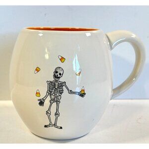 Rae Dunn Halloween Dancing Skeleton Juggling Candy Corn Mug